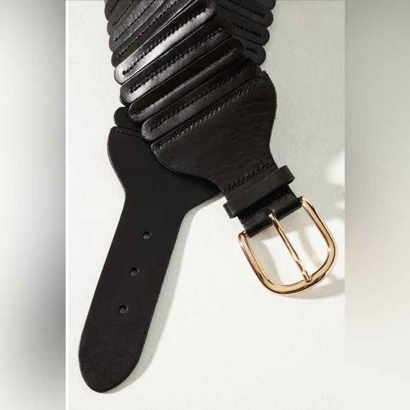 Anthropologie Tabitha Stretch Corset Belt Size S Black leather - Picture 1 of 5